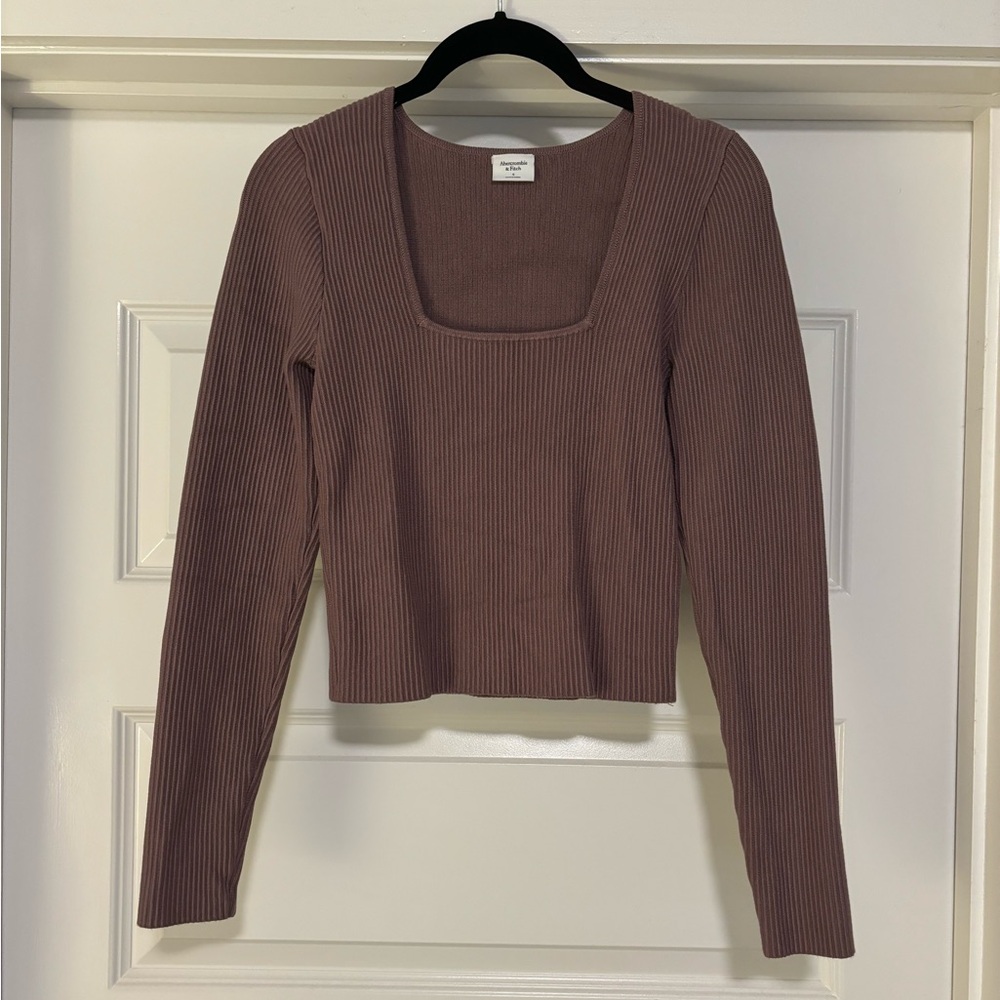Long-Sleeve Ottoman Squareneck Top